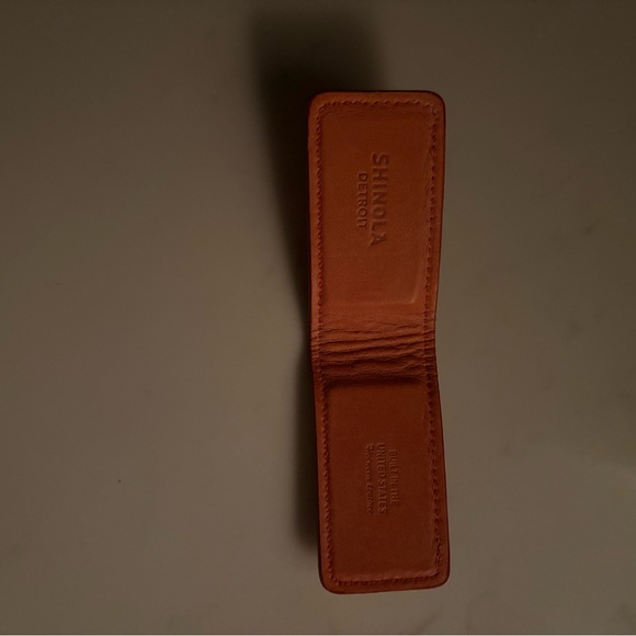 Shinola Orange Leather Money Clip - Picture 2 of 3